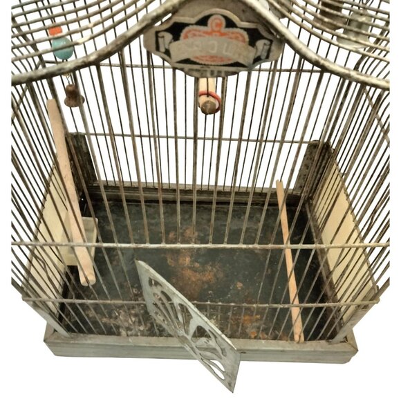 Crown Metal Bird Cage Antique Distressed Shabby Swing Decorative Door - Picture 4 of 13